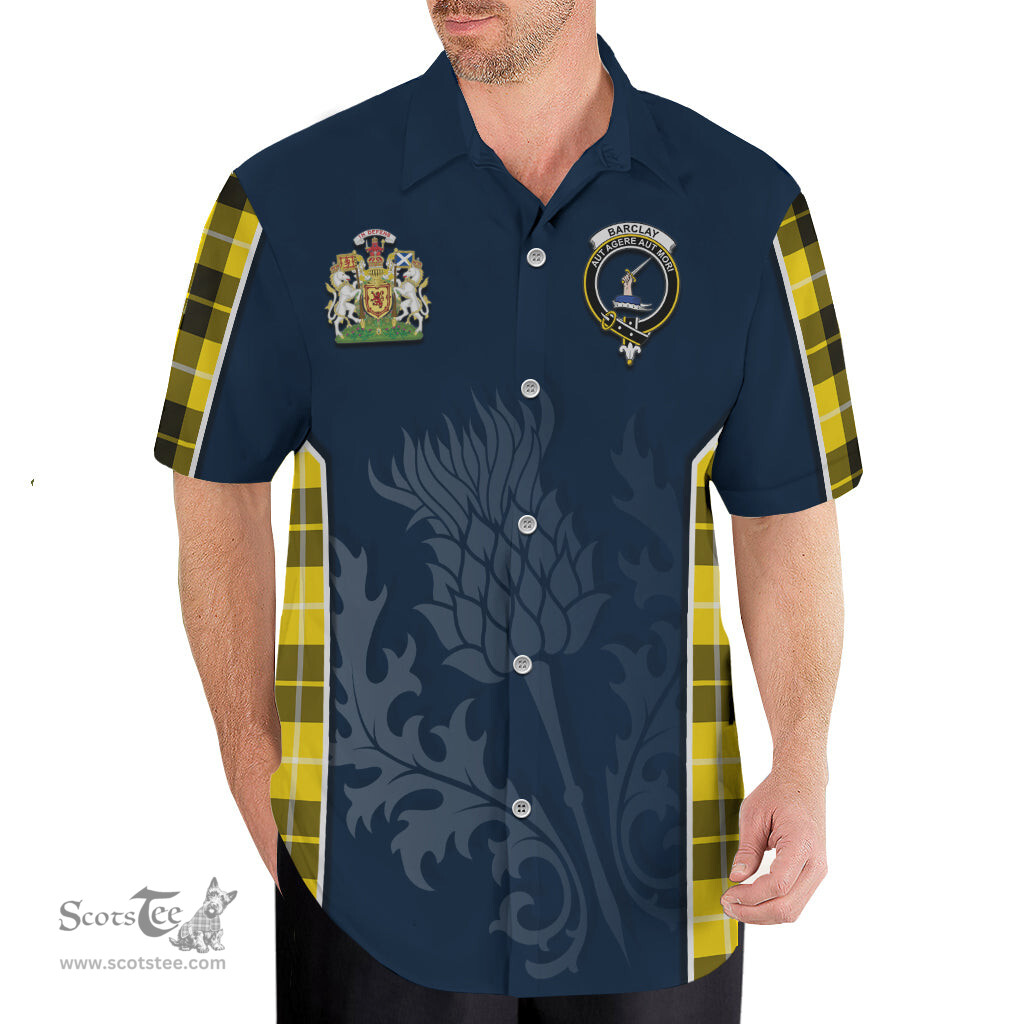 ScotsTee Shop Scottish Barclay Dress Modern Clan Scottish Crest and Scottish Thistle Sport Tartan Short Sleeve Shirt