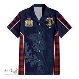ScotsTee Shop Scottish Brown Clan Scottish Crest and Scottish Thistle Sport Tartan Short Sleeve Shirt
