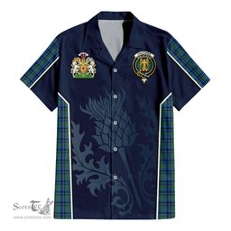 ScotsTee Shop Scottish Falconer Clan Scottish Crest and Scottish Thistle Sport Tartan Short Sleeve Shirt