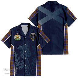 ScotsTee Shop Scottish Balfour Modern Clan Scottish Crest and Scottish Thistle Sport Tartan Short Sleeve Shirt