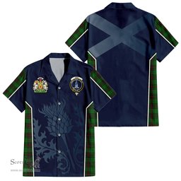 ScotsTee Shop Scottish Ged Clan Scottish Crest and Scottish Thistle Sport Tartan Short Sleeve Shirt