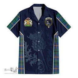 ScotsTee Shop Scottish Carmichael Ancient Clan Scottish Crest and Scottish Thistle Sport Tartan Short Sleeve Shirt