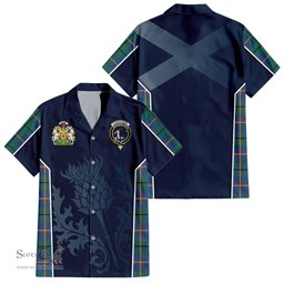 ScotsTee Shop Scottish Carmichael Ancient Clan Scottish Crest and Scottish Thistle Sport Tartan Short Sleeve Shirt