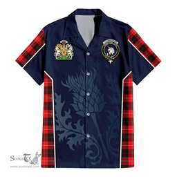 ScotsTee Shop Scottish Cunningham Modern Clan Scottish Crest and Scottish Thistle Sport Tartan Short Sleeve Shirt