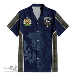 ScotsTee Shop Scottish Cochrane Hunting Clan Scottish Crest and Scottish Thistle Sport Tartan Short Sleeve Shirt