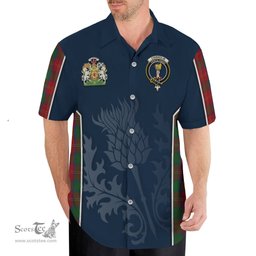 ScotsTee Shop Scottish Chisholm Clan Scottish Crest and Scottish Thistle Sport Tartan Short Sleeve Shirt