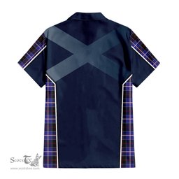 ScotsTee Shop Scottish Dunlop Modern Clan Scottish Crest and Scottish Thistle Sport Tartan Short Sleeve Shirt