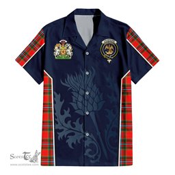 ScotsTee Shop Scottish Drummond of Perth Clan Scottish Crest and Scottish Thistle Sport Tartan Short Sleeve Shirt