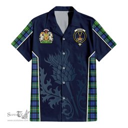 ScotsTee Shop Scottish Gordon Old Ancient Clan Scottish Crest and Scottish Thistle Sport Tartan Short Sleeve Shirt
