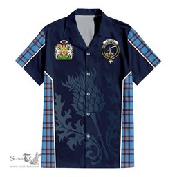 ScotsTee Shop Scottish Elliot Ancient Clan Scottish Crest and Scottish Thistle Sport Tartan Short Sleeve Shirt