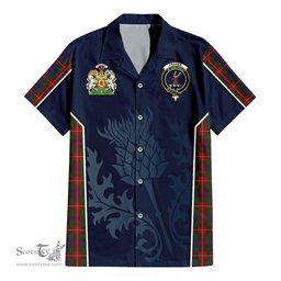 ScotsTee Shop Scottish Fraser of Lovat Clan Scottish Crest and Scottish Thistle Sport Tartan Short Sleeve Shirt