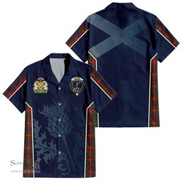 ScotsTee Shop Scottish Fraser of Lovat Clan Scottish Crest and Scottish Thistle Sport Tartan Short Sleeve Shirt
