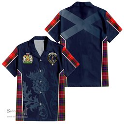 ScotsTee Shop Scottish Fraser Modern Clan Scottish Crest and Scottish Thistle Sport Tartan Short Sleeve Shirt