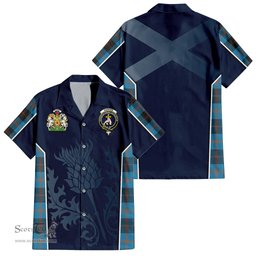 ScotsTee Shop Scottish Garden Clan Scottish Crest and Scottish Thistle Sport Tartan Short Sleeve Shirt