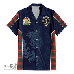 ScotsTee Shop Scottish Chisholm Ancient Clan Scottish Crest and Scottish Thistle Sport Tartan Short Sleeve Shirt