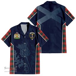 ScotsTee Shop Scottish Chisholm Ancient Clan Scottish Crest and Scottish Thistle Sport Tartan Short Sleeve Shirt
