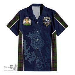 ScotsTee Shop Scottish Cochrane Clan Scottish Crest and Scottish Thistle Sport Tartan Short Sleeve Shirt
