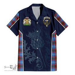 ScotsTee Shop Scottish Congilton Clan Scottish Crest and Scottish Thistle Sport Tartan Short Sleeve Shirt
