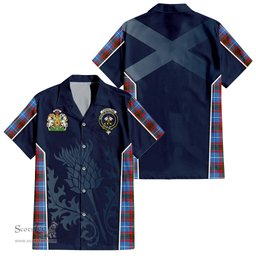 ScotsTee Shop Scottish Congilton Clan Scottish Crest and Scottish Thistle Sport Tartan Short Sleeve Shirt