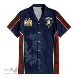 ScotsTee Shop Scottish Dunbar Clan Scottish Crest and Scottish Thistle Sport Tartan Short Sleeve Shirt