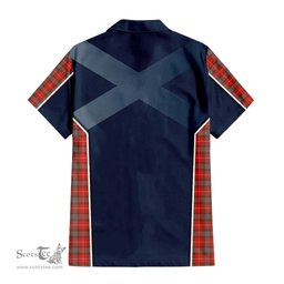 ScotsTee Shop Scottish Fraser Weathered Clan Scottish Crest and Scottish Thistle Sport Tartan Short Sleeve Shirt