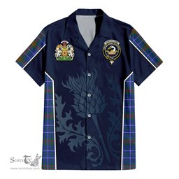 ScotsTee Shop Scottish Edmonstone Clan Scottish Crest and Scottish Thistle Sport Tartan Short Sleeve Shirt