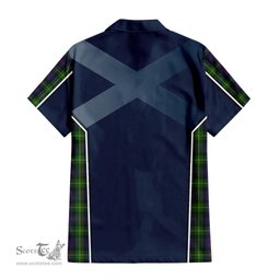 ScotsTee Shop Scottish Farquharson Clan Scottish Crest and Scottish Thistle Sport Tartan Short Sleeve Shirt