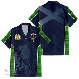 ScotsTee Shop Scottish Galloway Clan Scottish Crest and Scottish Thistle Sport Tartan Short Sleeve Shirt