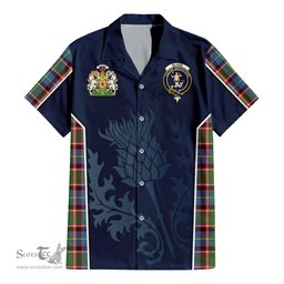 ScotsTee Shop Scottish Glass Clan Scottish Crest and Scottish Thistle Sport Tartan Short Sleeve Shirt