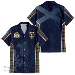 ScotsTee Shop Scottish Glass Clan Scottish Crest and Scottish Thistle Sport Tartan Short Sleeve Shirt