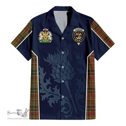ScotsTee Shop Scottish Drummond of Strathallan Clan Scottish Crest and Scottish Thistle Sport Tartan Short Sleeve Shirt