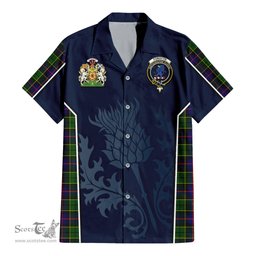 ScotsTee Shop Scottish Forsyth Modern Clan Scottish Crest and Scottish Thistle Sport Tartan Short Sleeve Shirt