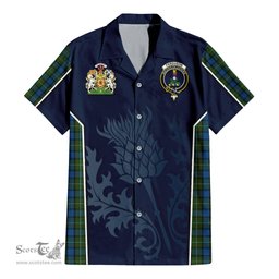 ScotsTee Shop Scottish Ferguson of Atholl Clan Scottish Crest and Scottish Thistle Sport Tartan Short Sleeve Shirt