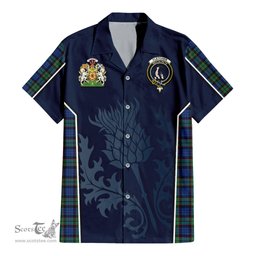 ScotsTee Shop Scottish Fletcher Ancient Clan Scottish Crest and Scottish Thistle Sport Tartan Short Sleeve Shirt