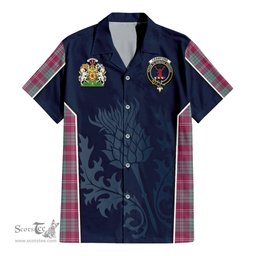 ScotsTee Shop Scottish Crawford Ancient Clan Scottish Crest and Scottish Thistle Sport Tartan Short Sleeve Shirt