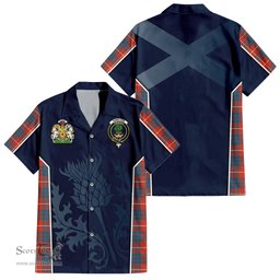 ScotsTee Shop Scottish Hamilton Ancient Clan Scottish Crest and Scottish Thistle Sport Tartan Short Sleeve Shirt