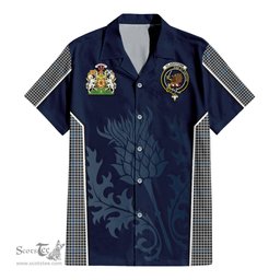 ScotsTee Shop Scottish Gladstone Clan Scottish Crest and Scottish Thistle Sport Tartan Short Sleeve Shirt