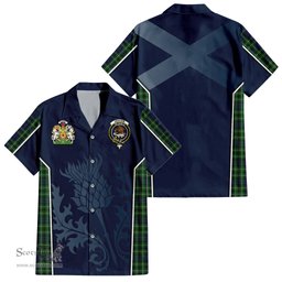 ScotsTee Shop Scottish Graham of Montrose Clan Scottish Crest and Scottish Thistle Sport Tartan Short Sleeve Shirt
