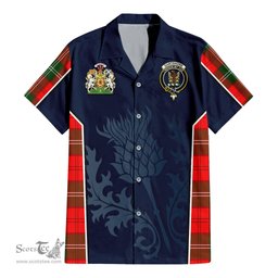 ScotsTee Shop Scottish Gartshore Clan Scottish Crest and Scottish Thistle Sport Tartan Short Sleeve Shirt