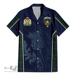 ScotsTee Shop Scottish Dundas Clan Scottish Crest and Scottish Thistle Sport Tartan Short Sleeve Shirt