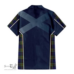 ScotsTee Shop Scottish Colquhoun Modern Clan Scottish Crest and Scottish Thistle Sport Tartan Short Sleeve Shirt