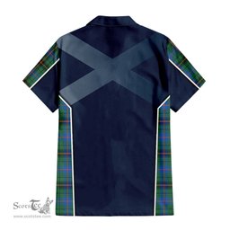 ScotsTee Shop Scottish Davidson Ancient Clan Scottish Crest and Scottish Thistle Sport Tartan Short Sleeve Shirt
