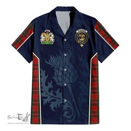 ScotsTee Shop Scottish Drummond Ancient Clan Scottish Crest and Scottish Thistle Sport Tartan Short Sleeve Shirt