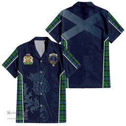 ScotsTee Shop Scottish Forsyth Ancient Clan Scottish Crest and Scottish Thistle Sport Tartan Short Sleeve Shirt