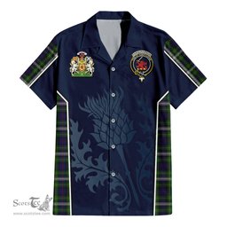 ScotsTee Shop Scottish Farquharson Dress Clan Scottish Crest and Scottish Thistle Sport Tartan Short Sleeve Shirt