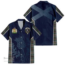 ScotsTee Shop Scottish Craig Ancient Clan Scottish Crest and Scottish Thistle Sport Tartan Short Sleeve Shirt