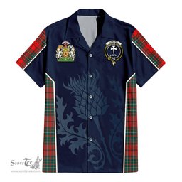 ScotsTee Shop Scottish Cheyne Clan Scottish Crest and Scottish Thistle Sport Tartan Short Sleeve Shirt