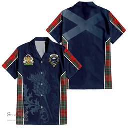 ScotsTee Shop Scottish Cheyne Clan Scottish Crest and Scottish Thistle Sport Tartan Short Sleeve Shirt