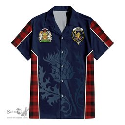ScotsTee Shop Scottish Ewing Clan Scottish Crest and Scottish Thistle Sport Tartan Short Sleeve Shirt