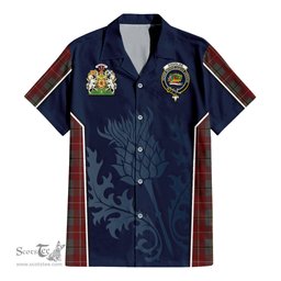 ScotsTee Shop Scottish Douglas Ancient Red Clan Scottish Crest and Scottish Thistle Sport Tartan Short Sleeve Shirt